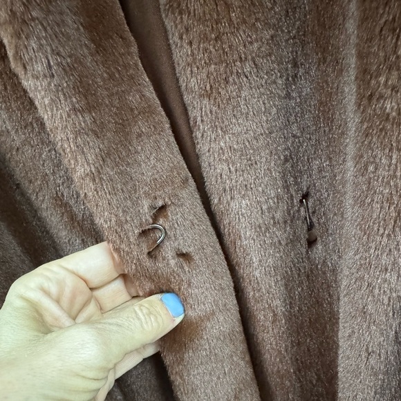 Vince Plush Long Coat in Mahogany. - Picture 11 of 14